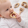 Natural Neem Wood Baby Teether Set of 4 – Safe Wooden Teething Toys for Babies