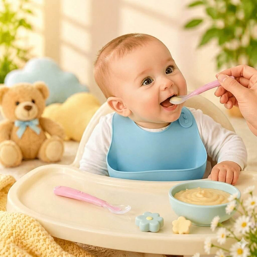 Premium Baby Essentials Combo Set | Fruit Feeder + Silicone Fruit Teether + Soft Feeding Spoon | BPA Free Baby Feeding Kit