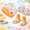 Cotton Mitten And Cap Set For Kids Pack Of 4 (Multicolor)
