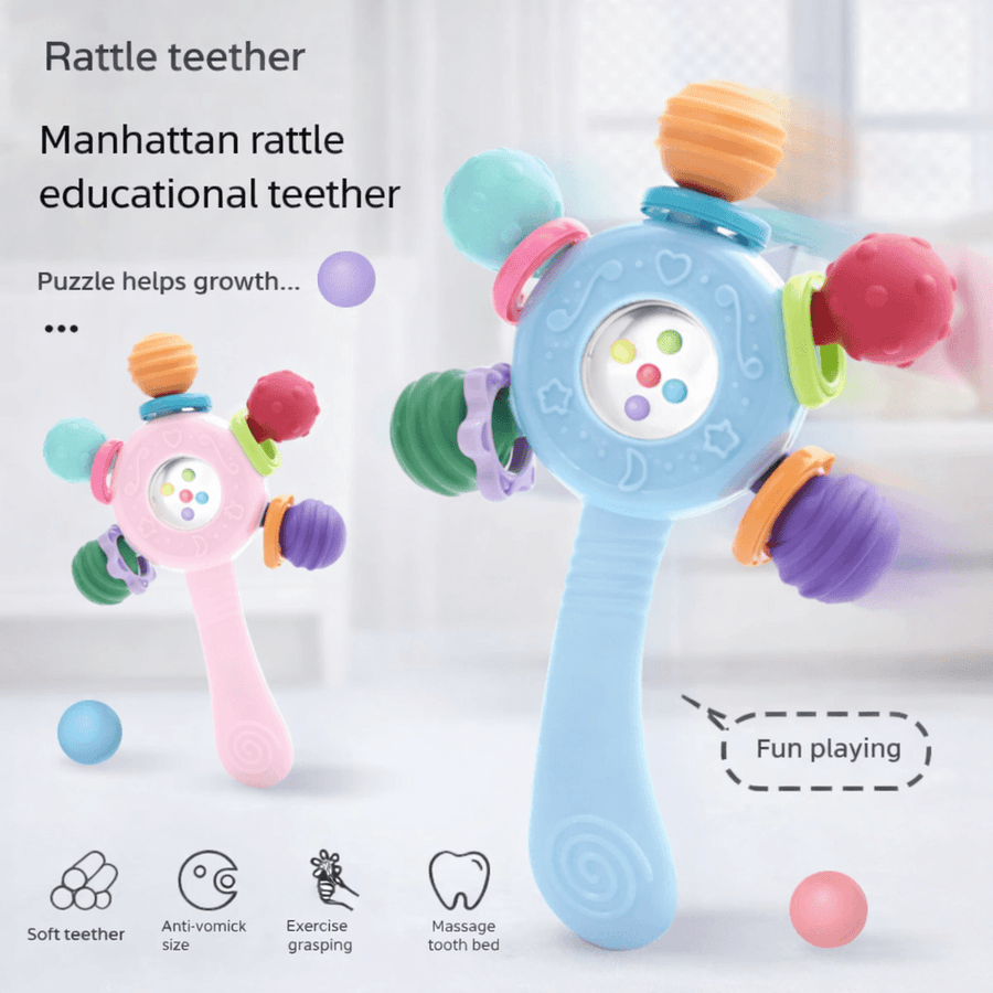 Multicolor Manhattan Rattle Teether Toy for Babies