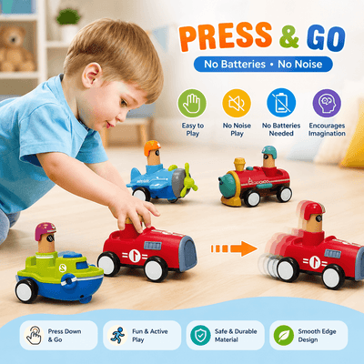 Press & Go Vehicle Toy for Kids | Assorted Push Toys for Toddlers