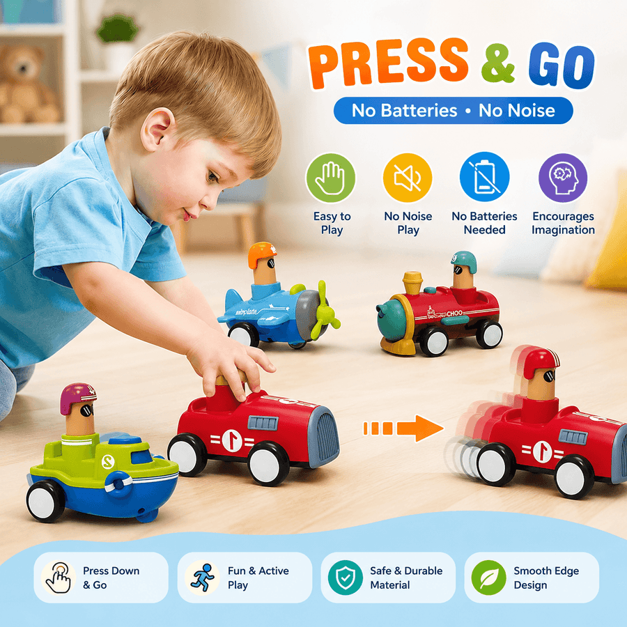 Press & Go Vehicle Toy for Kids | Assorted Push Toys for Toddlers