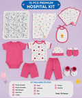 15 Pcs Premium Newborn Baby Hospital Kit | Soft Cotton Baby Essentials Set